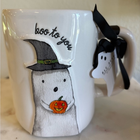 Rae Dunn Other - Rae Dunn White Halloween Mug with Black and Orange Accents